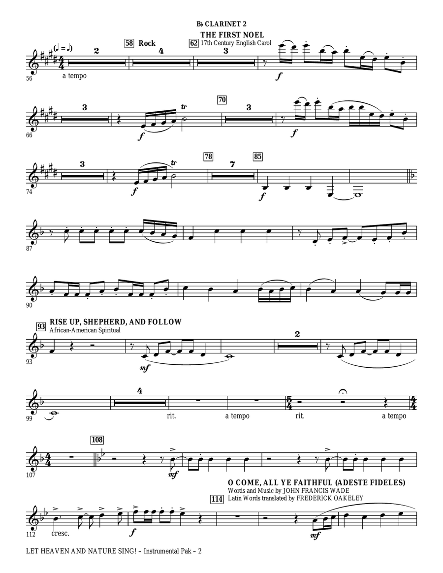 Let Heaven And Nature Sing! - Bb Clarinet 2 Choir scores gallery preview page 2