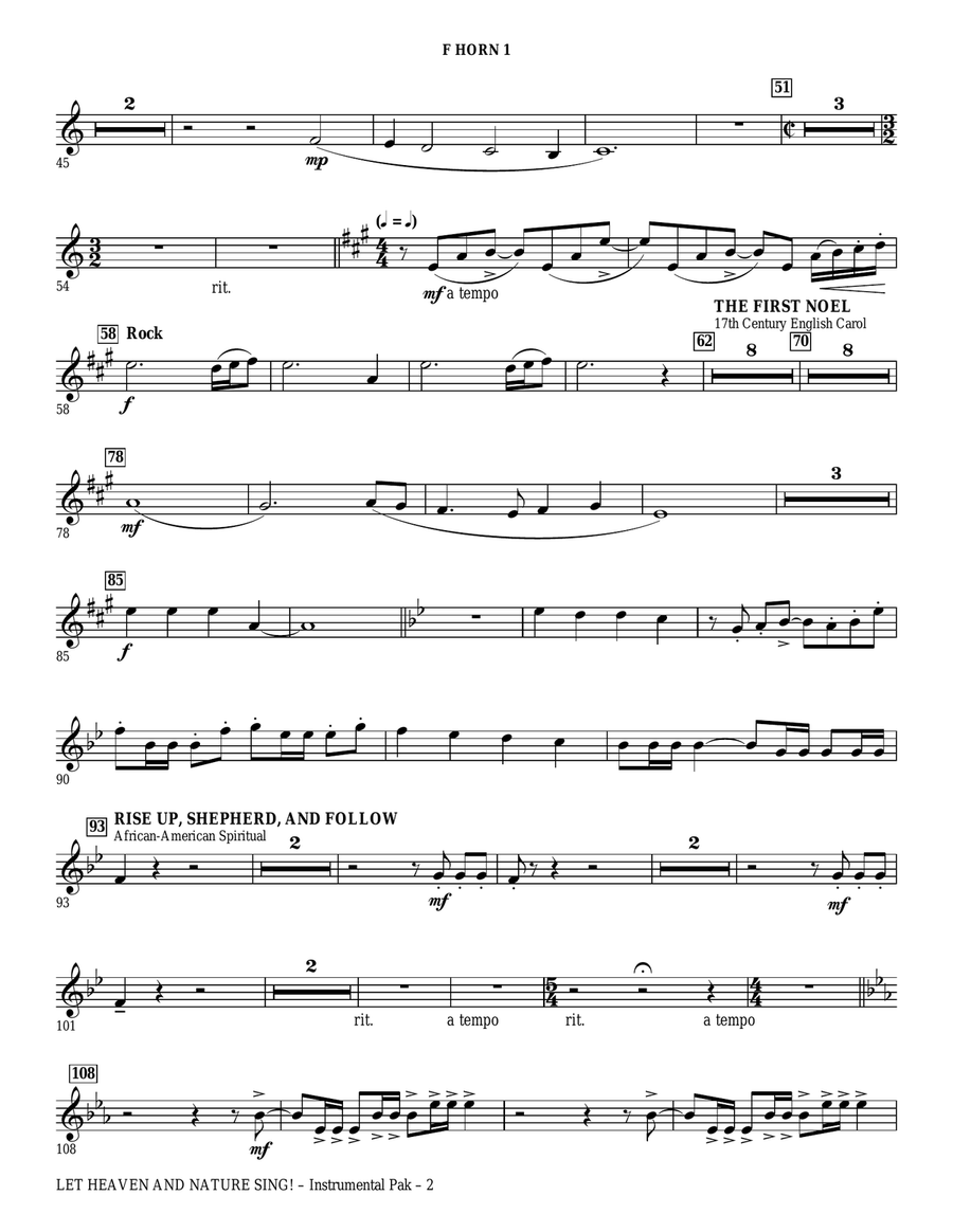 Let Heaven And Nature Sing! - F Horn 1 Choir scores gallery preview page 2