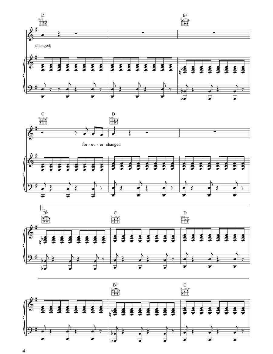 Forever Changed Forever Changed Piano, Vocal, Guitar scores gallery preview page 4