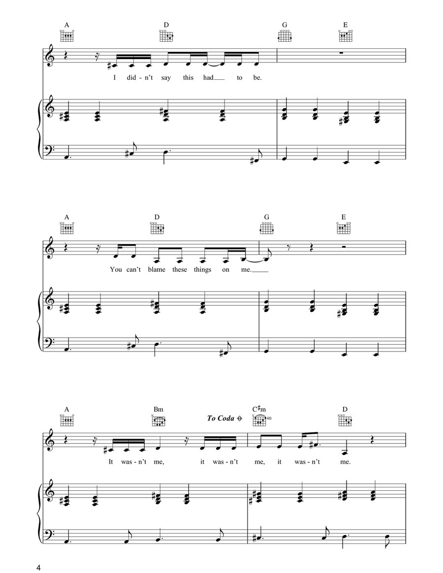 It Wasn't Me It Wasn't Me Piano, Vocal, Guitar scores gallery preview page 4