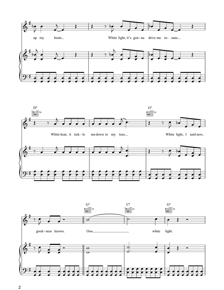 White Light/White Heat White Light/White Heat Piano, Vocal, Guitar scores gallery preview page 2