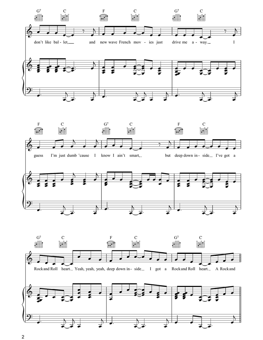 Rock And Roll Heart Rock And Roll Heart Piano, Vocal, Guitar scores gallery preview page 2