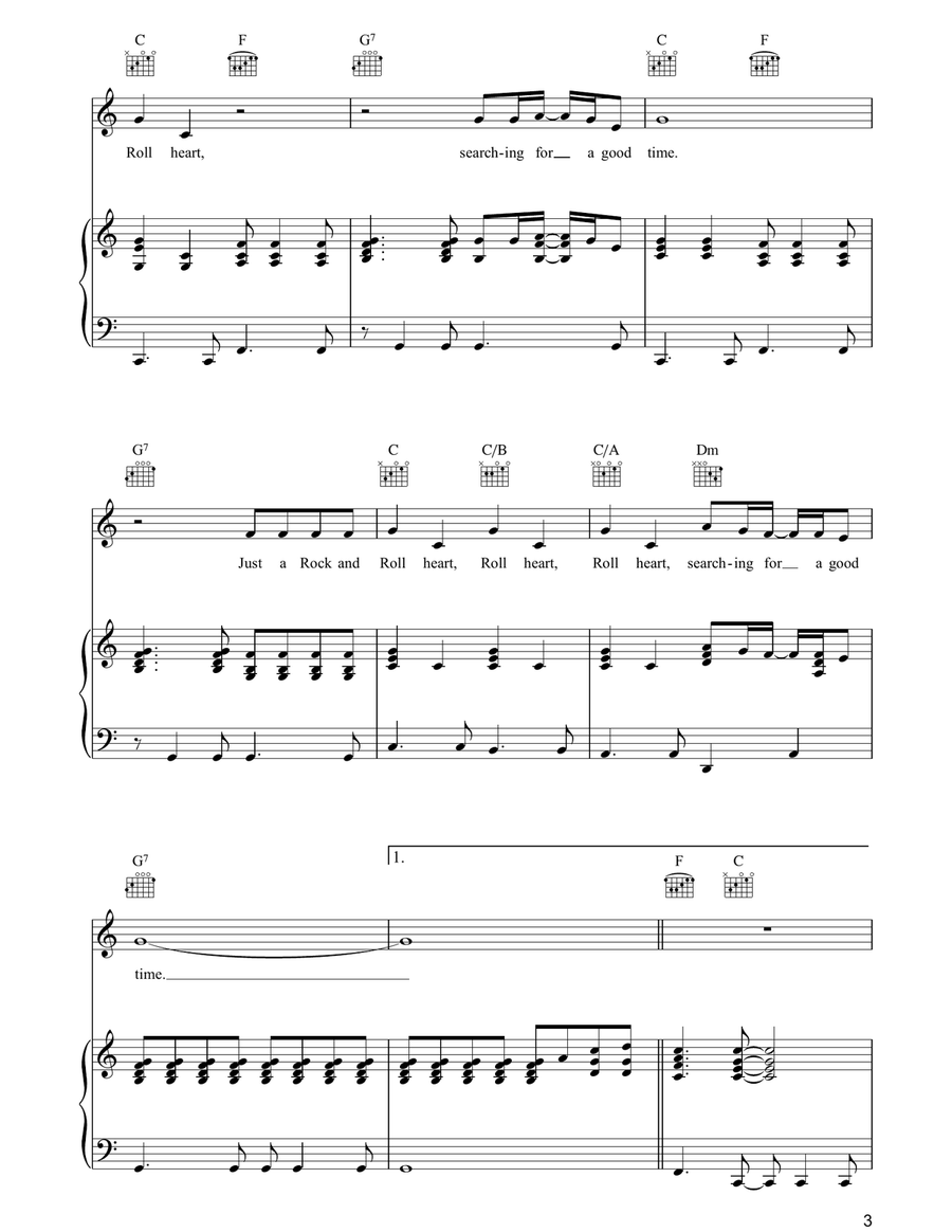 Rock And Roll Heart Rock And Roll Heart Piano, Vocal, Guitar scores gallery preview page 3