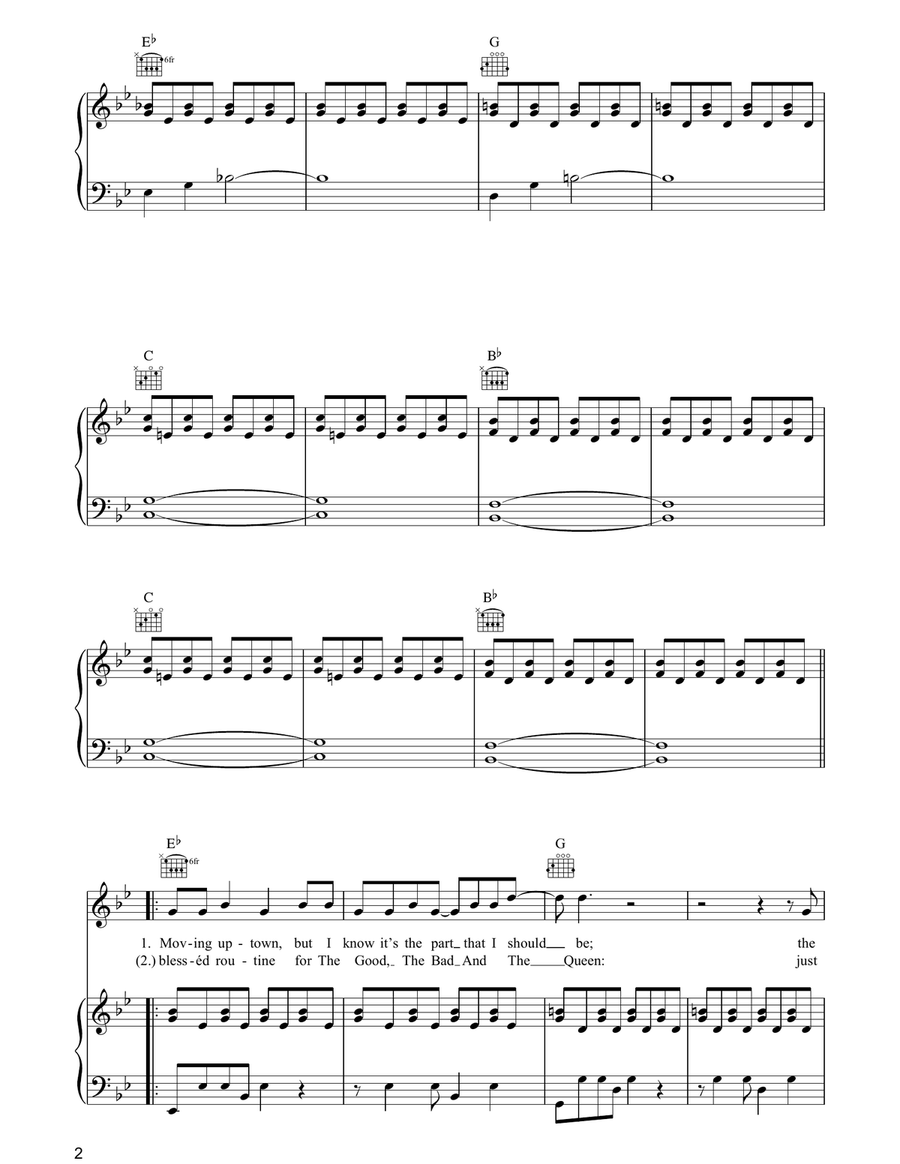 The Good The Bad And The Queen Piano, Vocal, Guitar scores gallery preview page 2