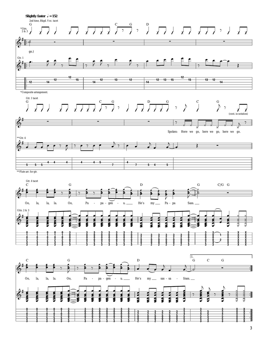 Papagenu (He's My Sassafrass) Part 1 Acoustic Guitar scores gallery preview page 3
