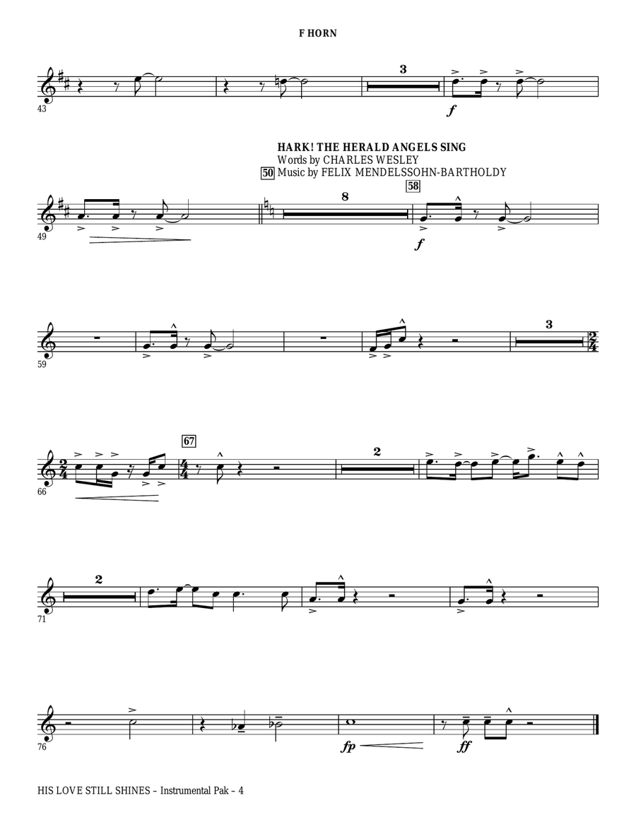 His Love Still Shines - F Horn Choir scores gallery preview page 4