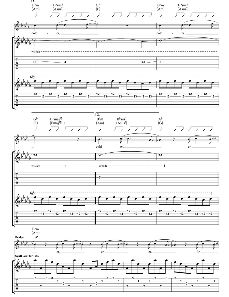 Colder Colder Acoustic Guitar scores gallery preview page 5