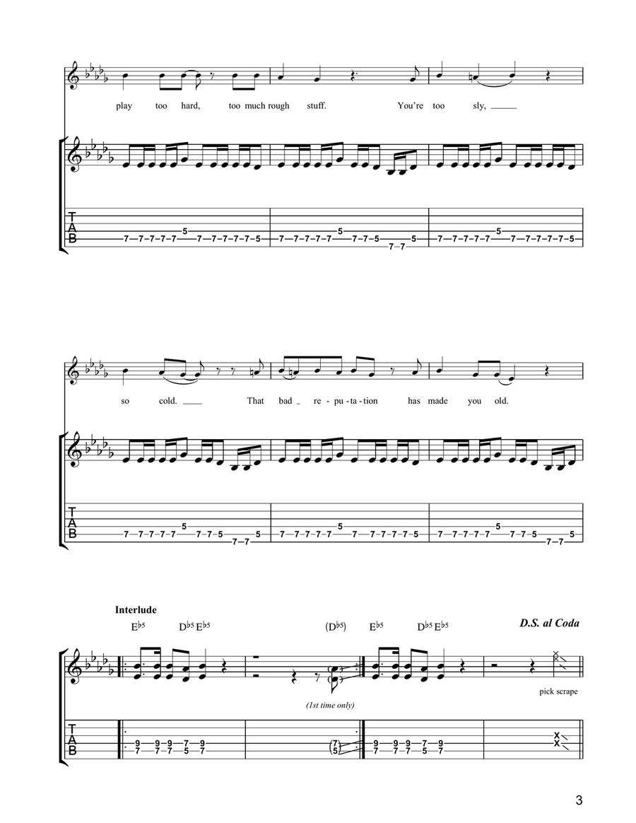 Bad Reputation Guitar Tablature scores gallery preview page 3