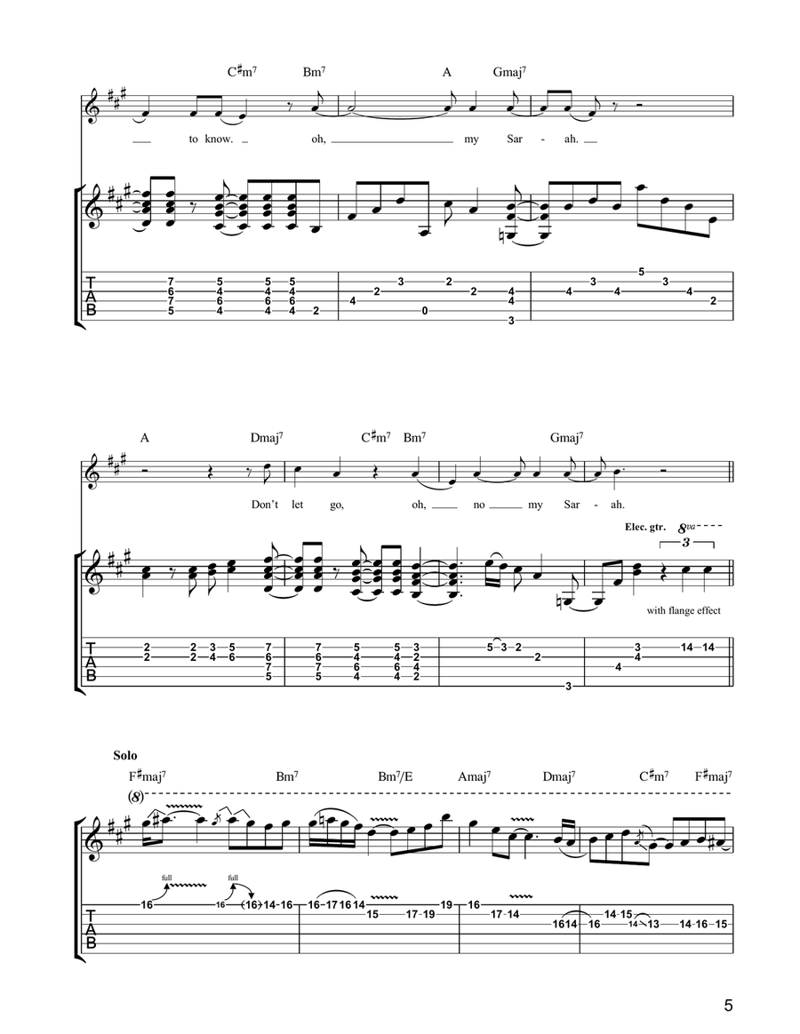 Sarah Sarah Guitar Tablature scores gallery preview page 5
