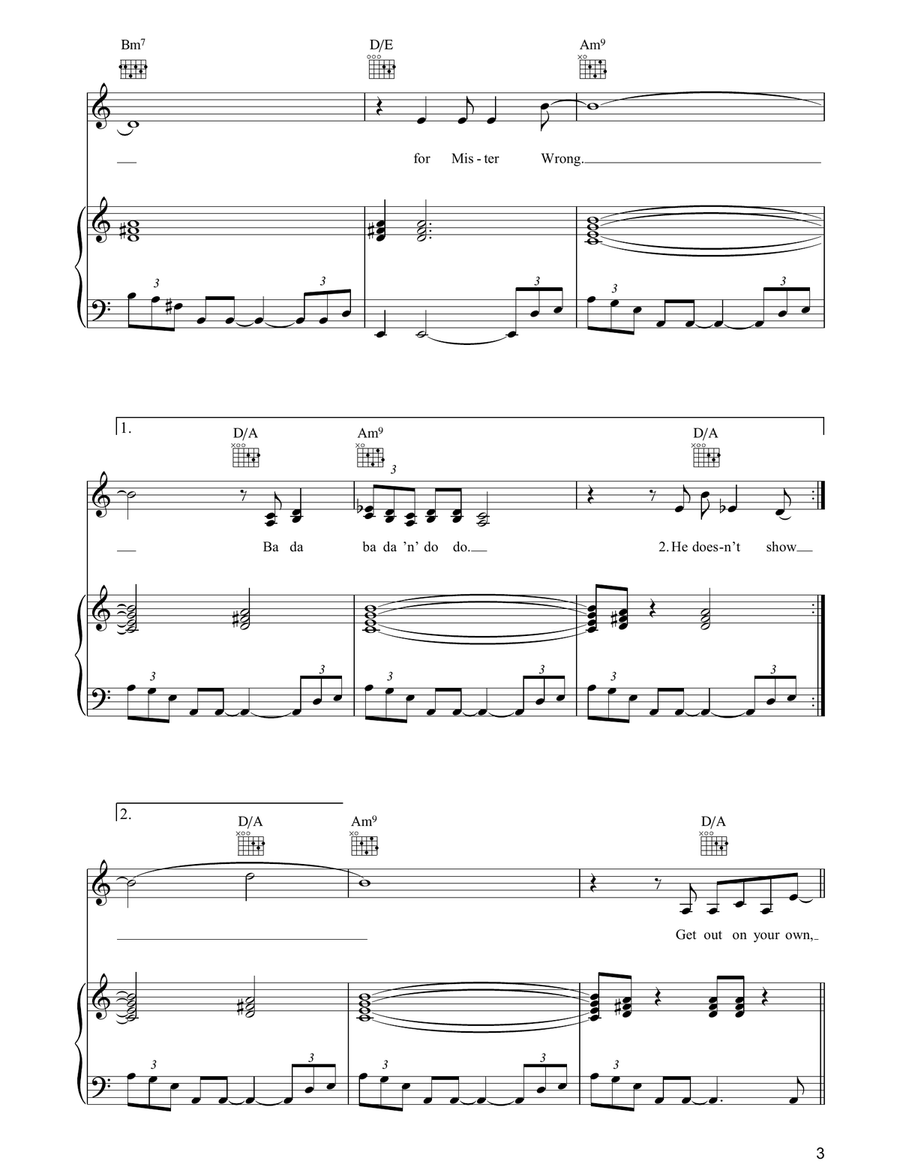 Mr. Wrong Mr. Wrong Piano, Vocal, Guitar scores gallery preview page 3