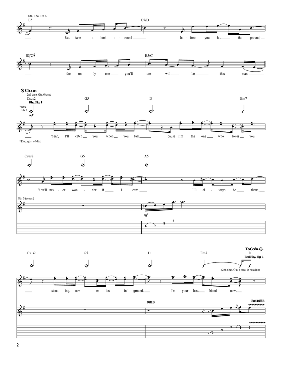Won't Let You Down Acoustic Guitar scores gallery preview page 2
