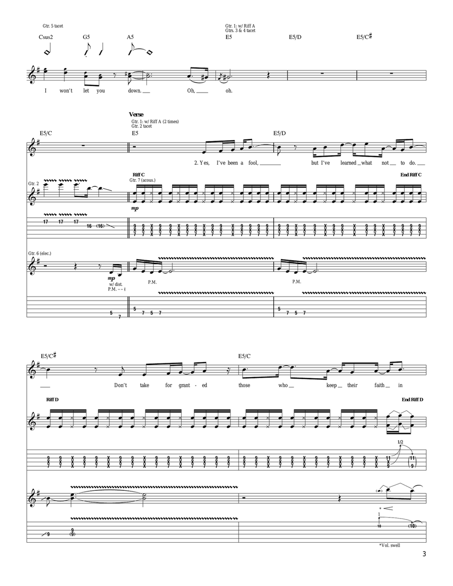 Won't Let You Down Acoustic Guitar scores gallery preview page 3