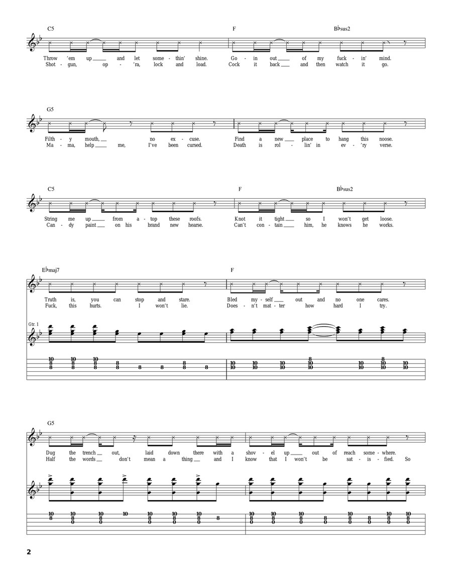 Bleed It Out Acoustic Guitar scores gallery preview page 2