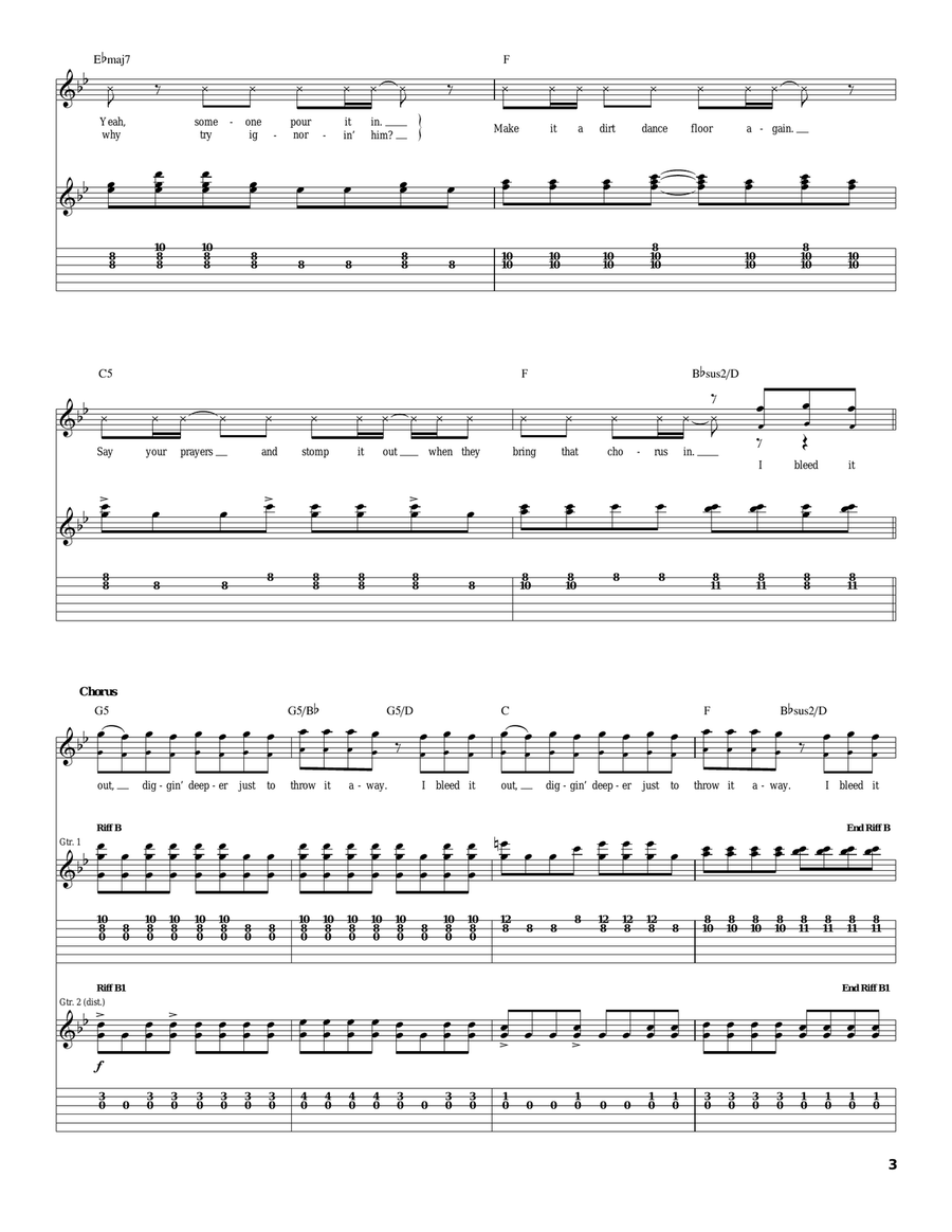 Bleed It Out Acoustic Guitar scores gallery preview page 3