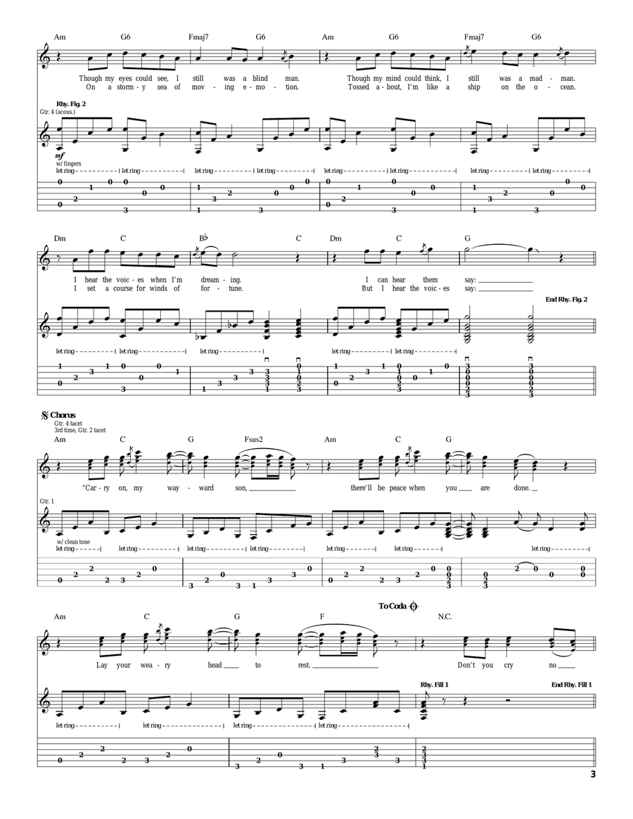 Carry On Wayward Son Carry On Wayward Son Acoustic Guitar scores gallery preview page 3
