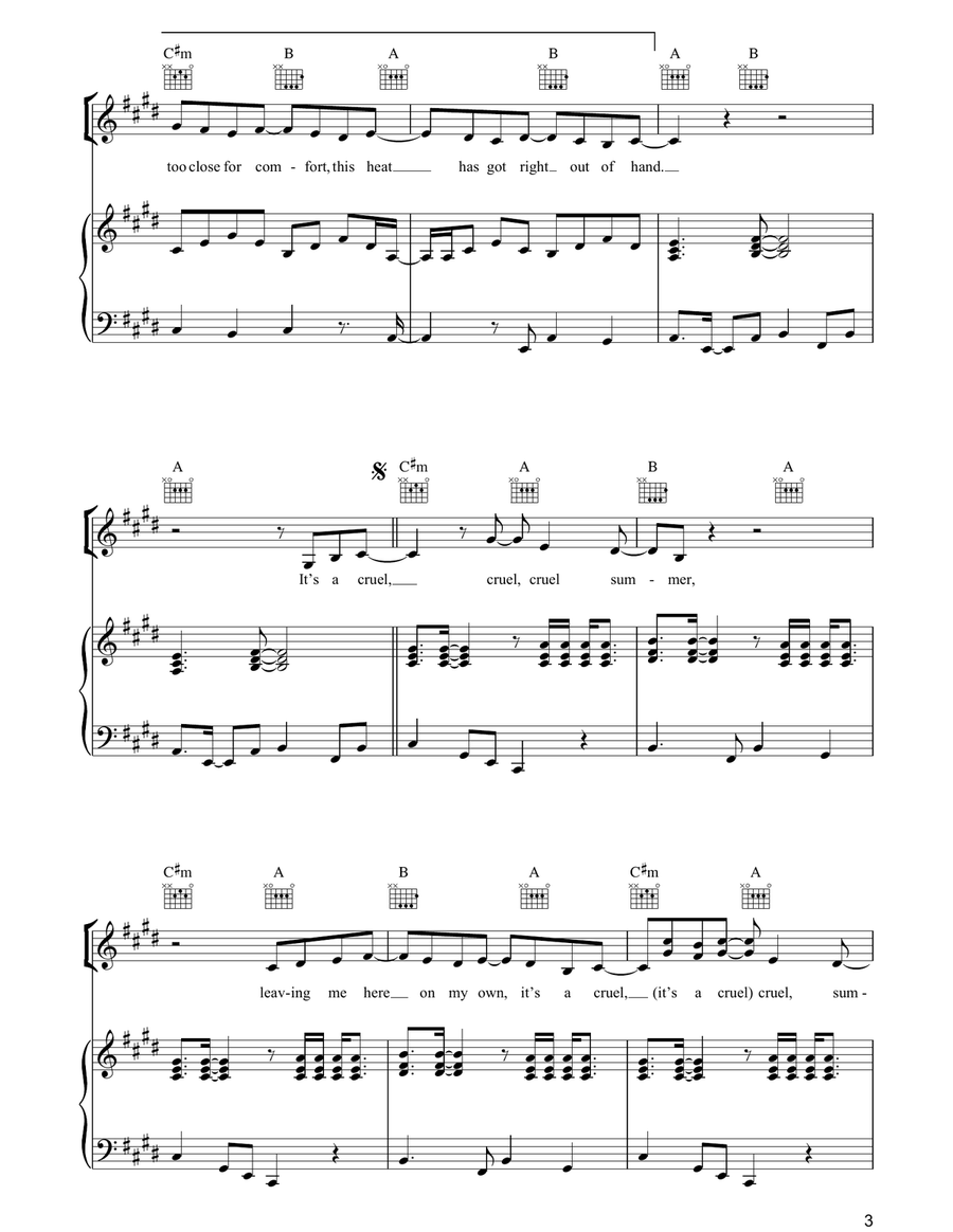Cruel Summer Cruel Summer Acoustic Guitar scores gallery preview page 3
