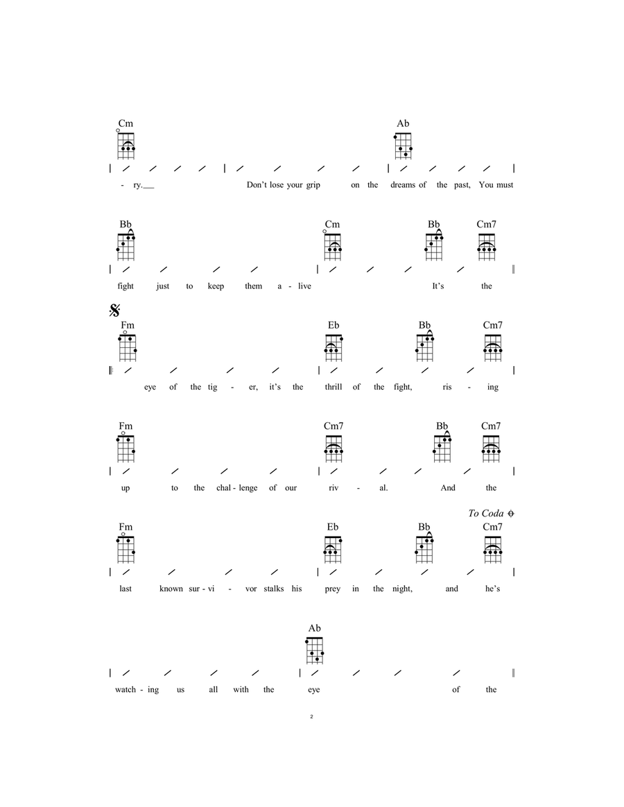 Eye Of The Tiger Eye Of The Tiger Ukulele scores gallery preview page 2