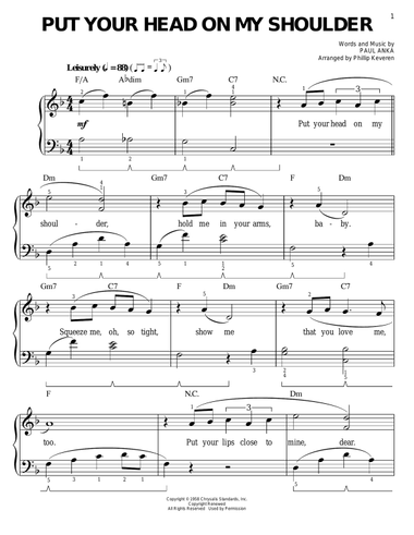 Put Your Head On My Shoulder (arr. Phillip Keveren)