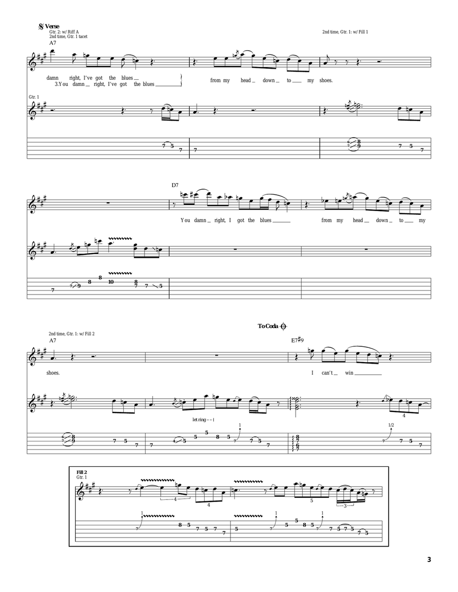 Damn Right, I've Got The Blues Acoustic Guitar scores gallery preview page 3