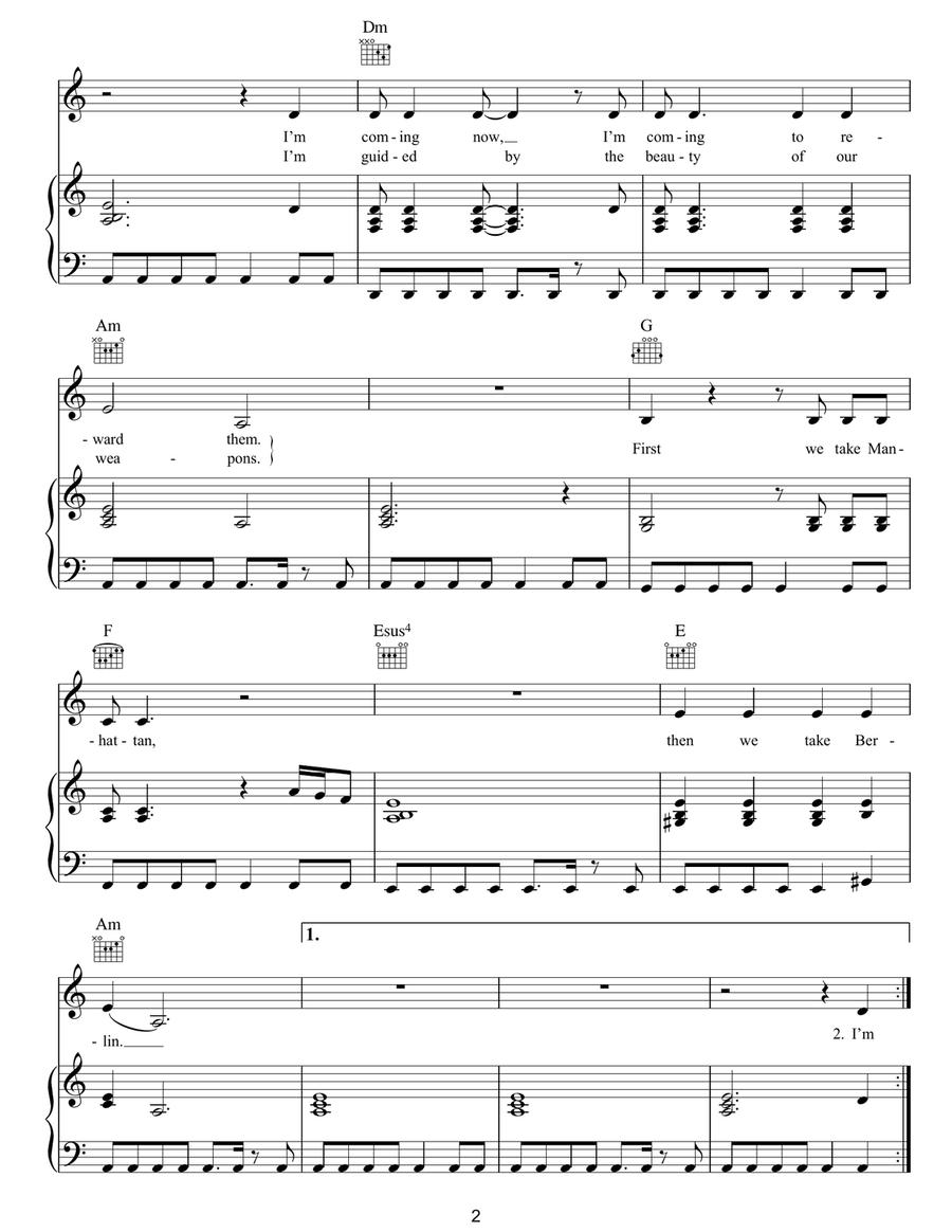 First We Take Manhattan First We Take Manhattan Piano, Vocal, Guitar scores gallery preview page 2