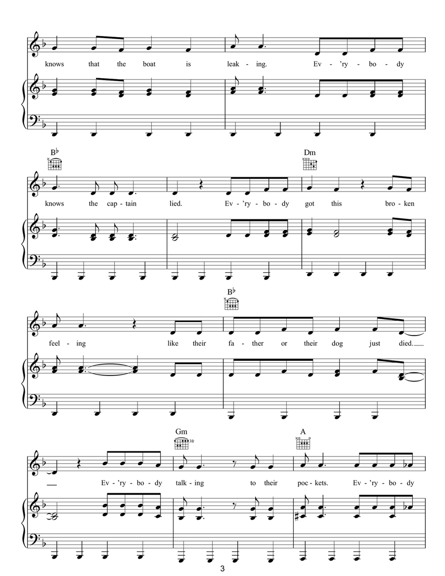 Everybody Knows Everybody Knows Piano, Vocal, Guitar scores gallery preview page 3