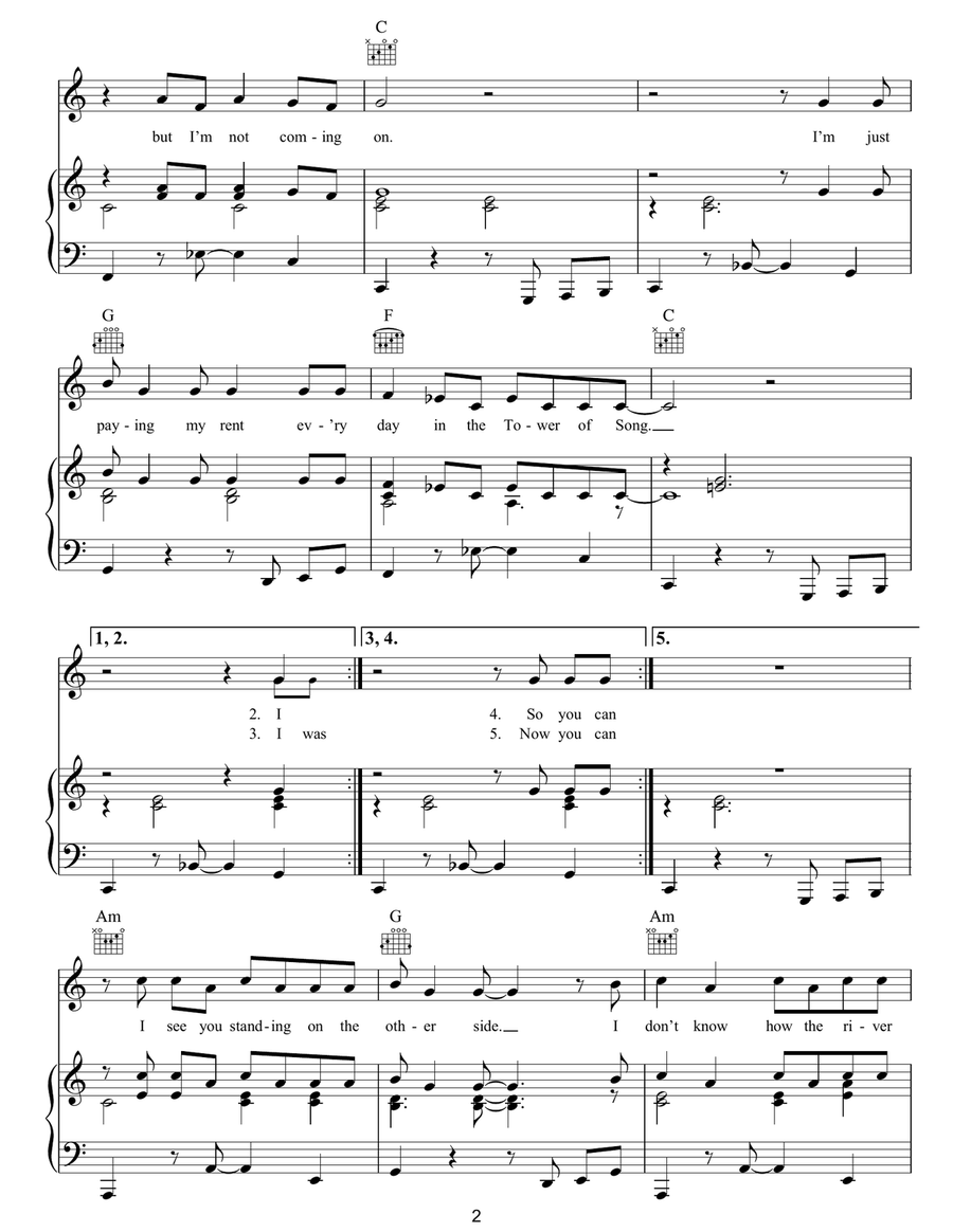 Tower Of Song Tower Of Song Piano, Vocal, Guitar scores gallery preview page 2