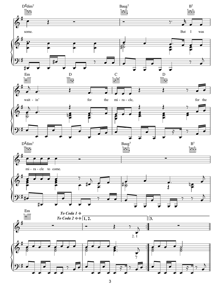 Waiting For The Miracle by Leonard Cohen Piano, Vocal, Guitar - Digital Sheet Music page 3