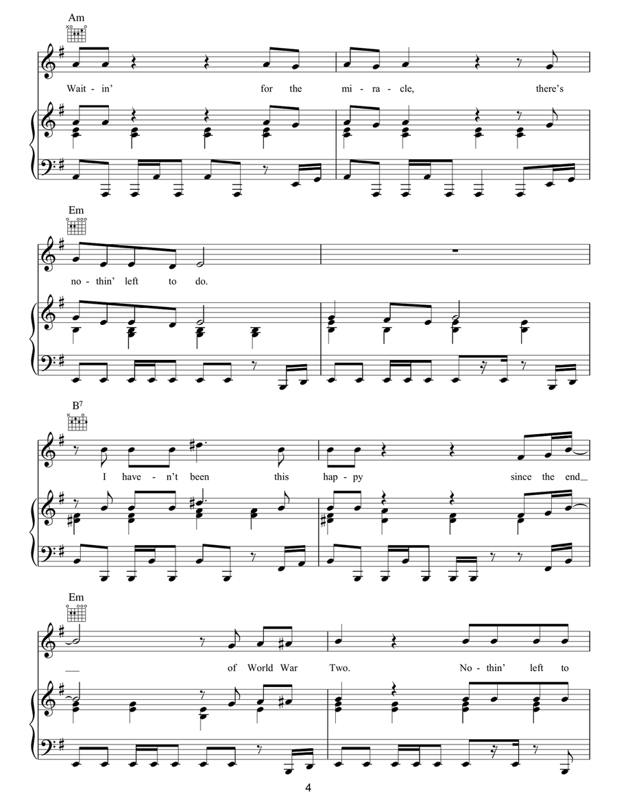 Waiting For The Miracle by Leonard Cohen Piano, Vocal, Guitar - Digital Sheet Music page 4