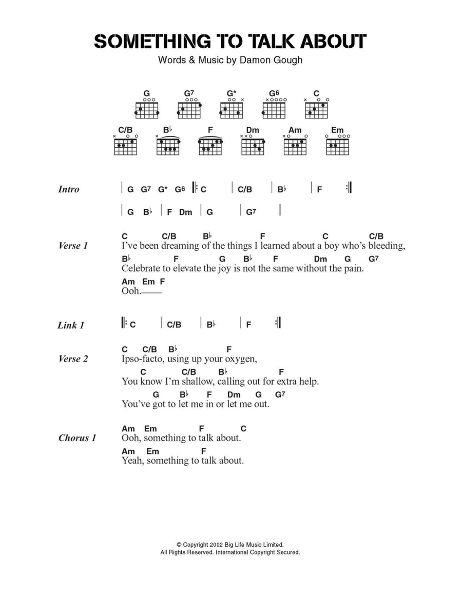 Something To Talk About Easy Guitar scores gallery preview page 1