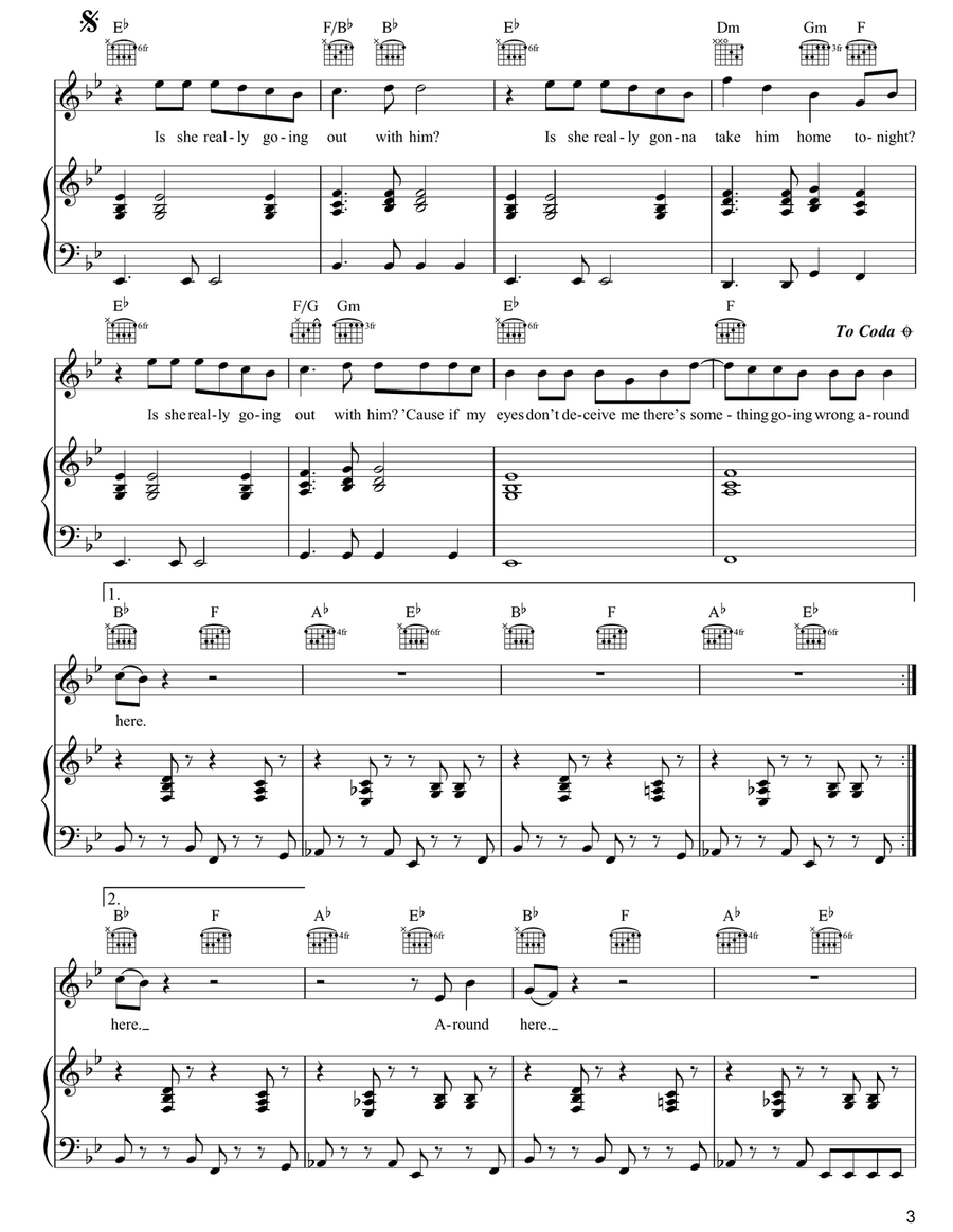 Is She Really Going Out With Him? Piano, Vocal, Guitar scores gallery preview page 3