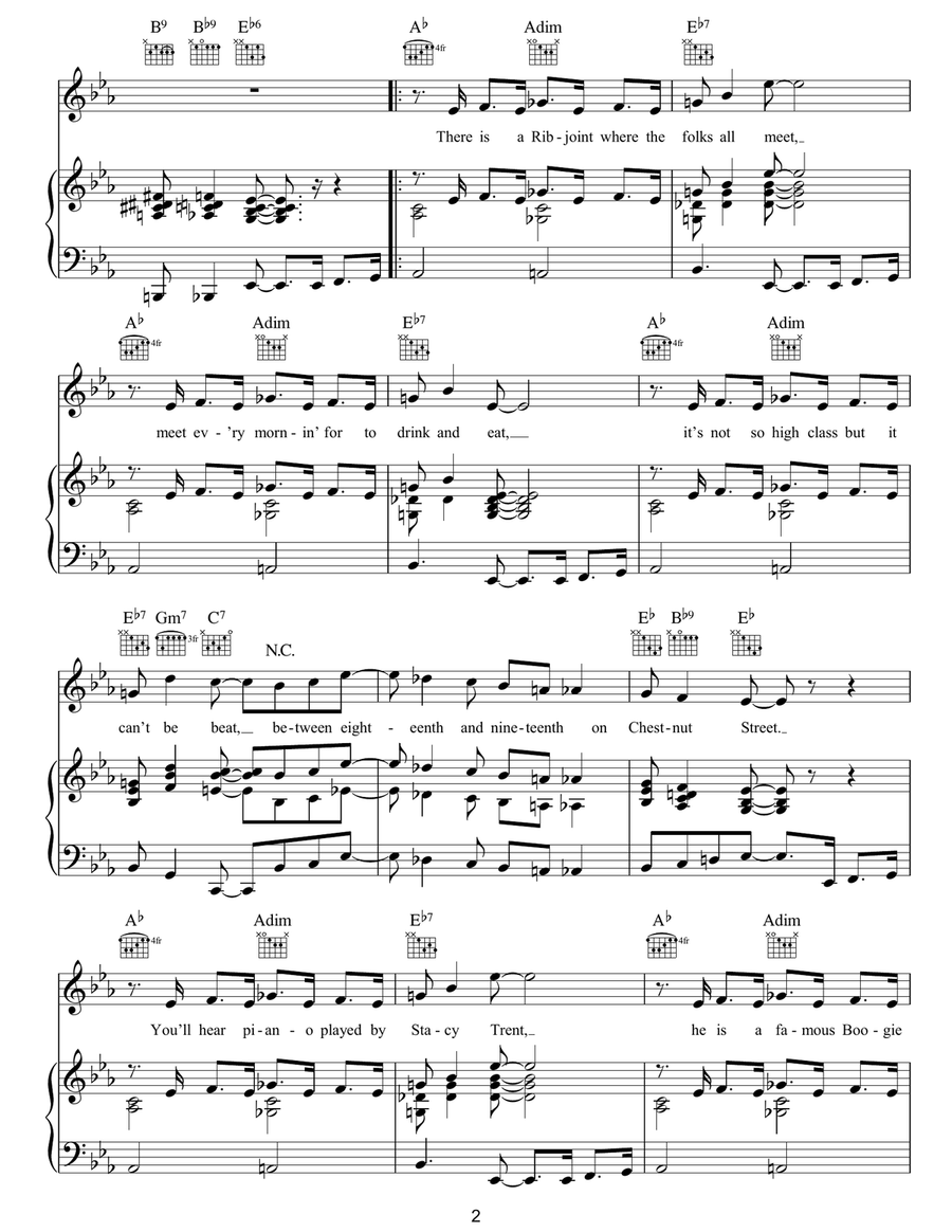 Between 18th And 19th On Chestnut Street Piano, Vocal, Guitar scores gallery preview page 2