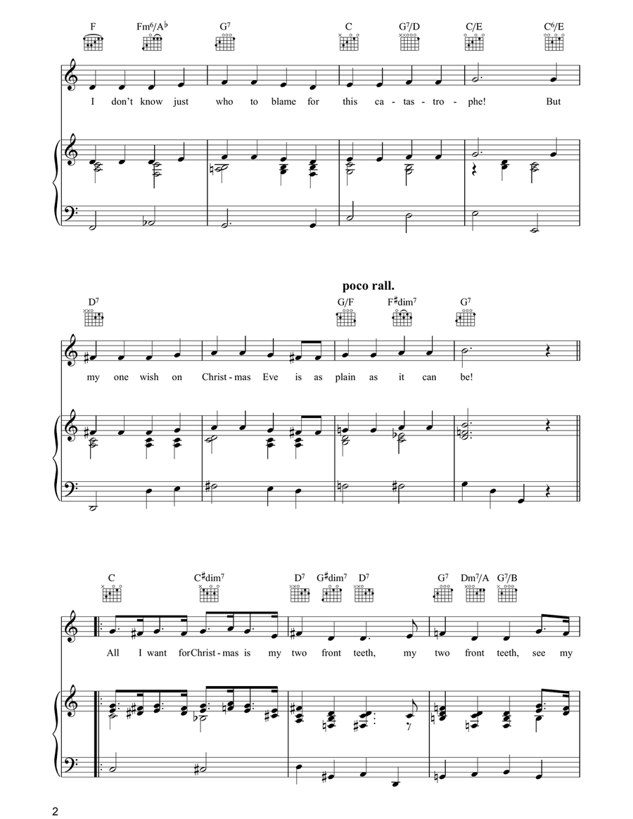 All I Want For Christmas Is My Two Front Teeth Piano, Vocal, Guitar scores gallery preview page 2