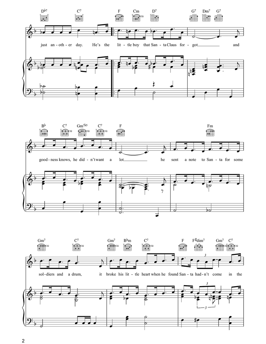 The Little Boy That Santa Claus Forgot Piano, Vocal, Guitar scores gallery preview page 2