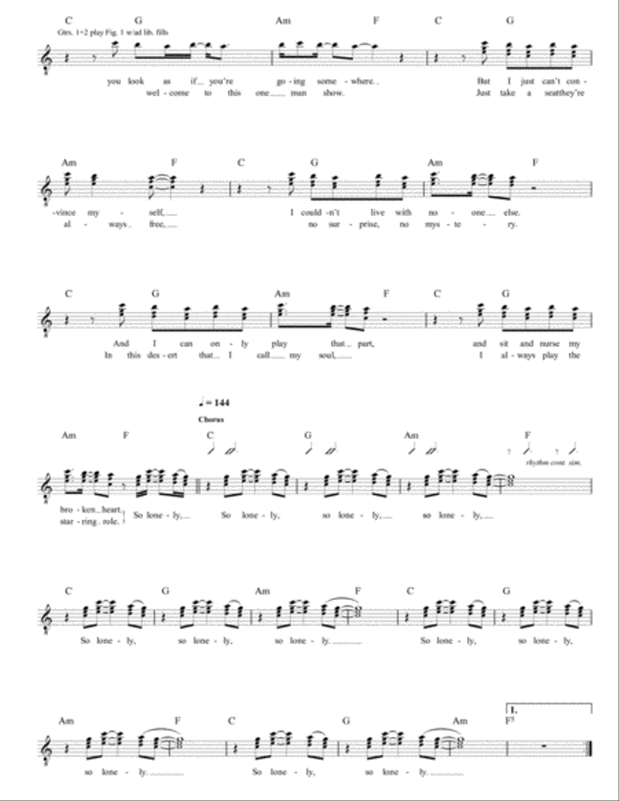 So Lonely Electric Guitar scores gallery preview page 2