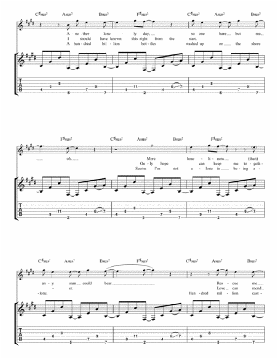 Message In A Bottle Electric Guitar scores gallery preview page 2