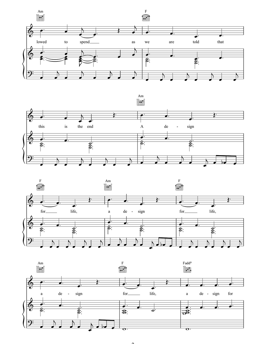 A Design For Life A Design For Life Piano, Vocal, Guitar scores gallery preview page 3