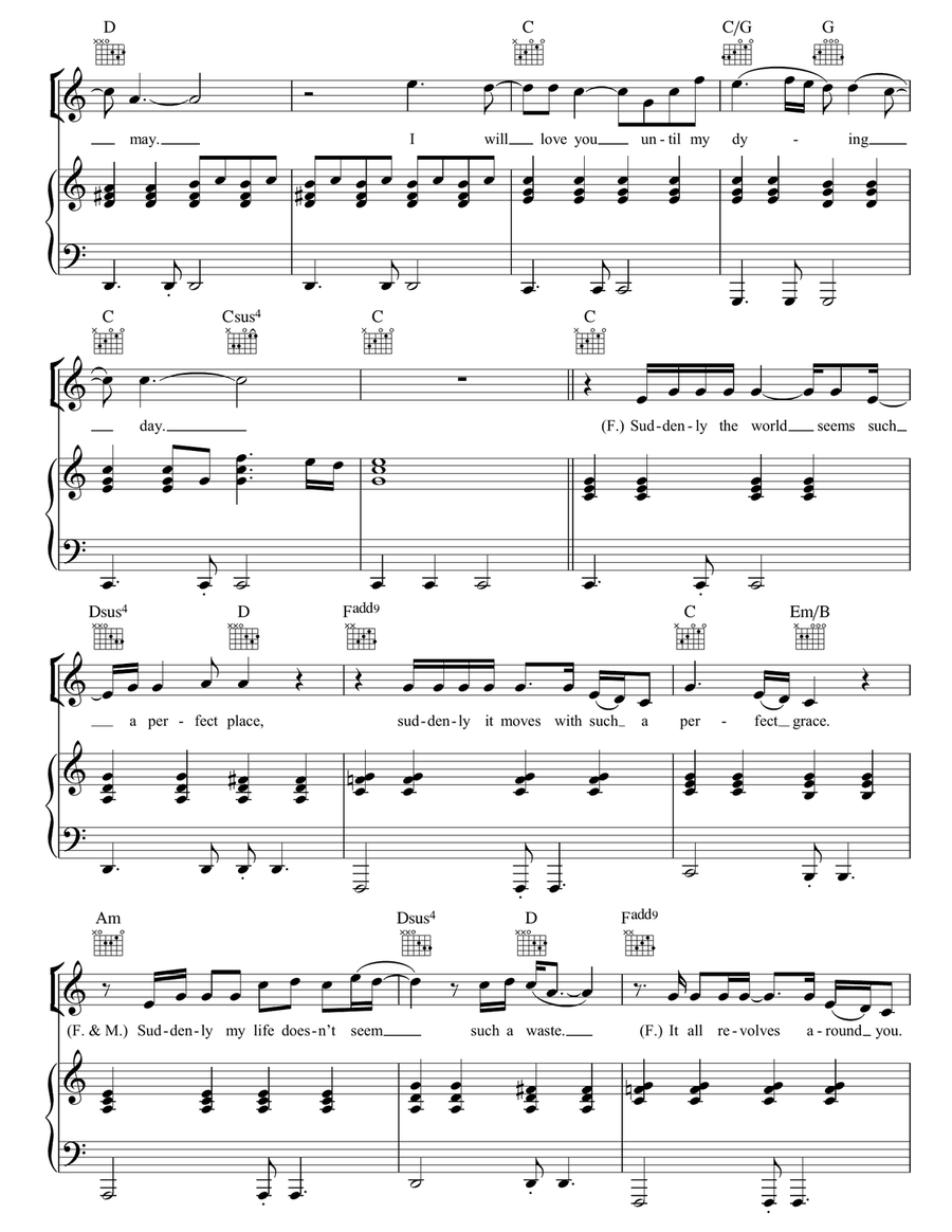 Come What May (from Moulin Rouge) Piano, Vocal, Guitar scores gallery preview page 3