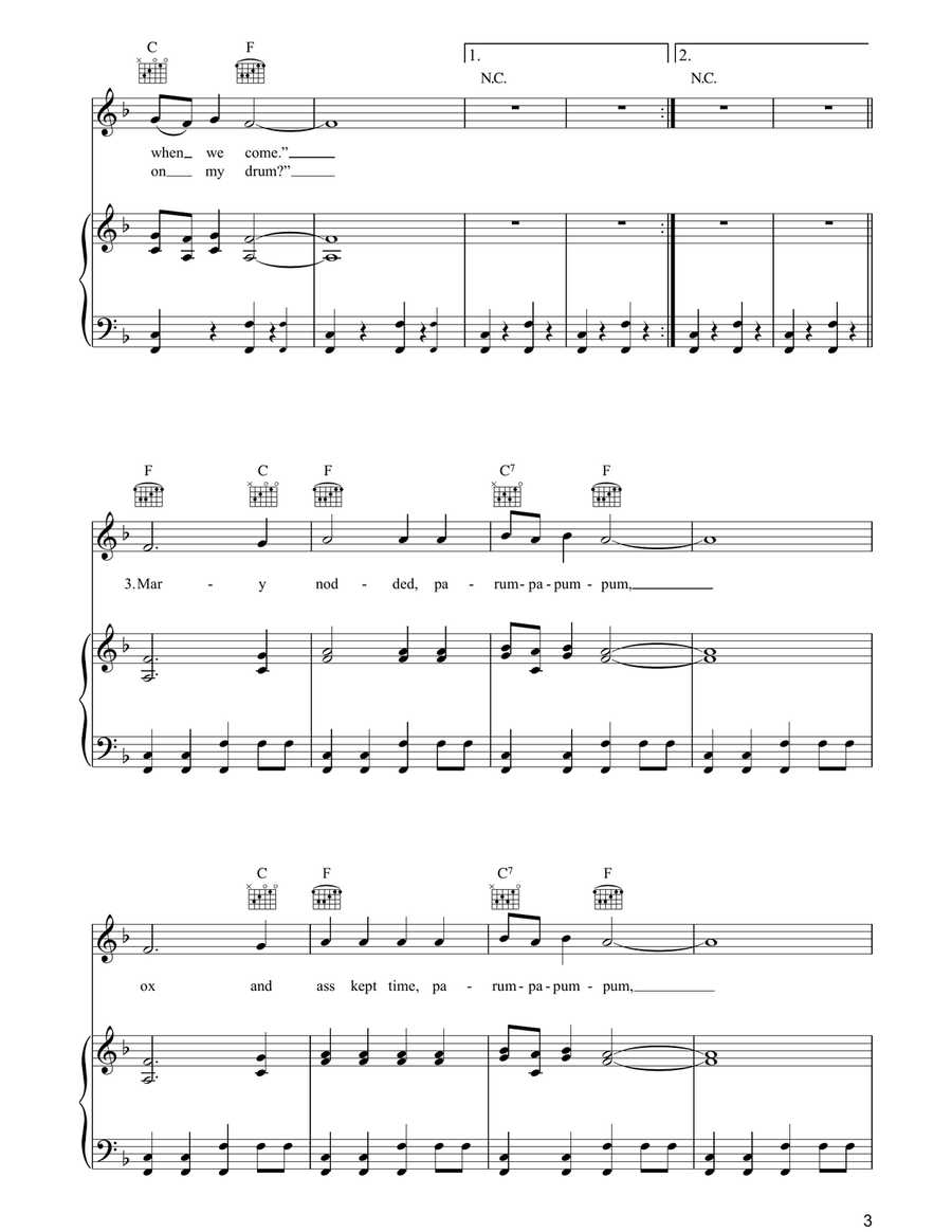 Carol Of The Drum (The Little Drummer Boy) Guitar scores gallery preview page 3