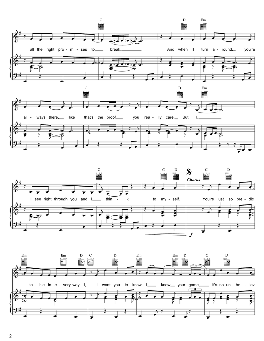 Predictable Predictable Piano, Vocal, Guitar scores gallery preview page 2