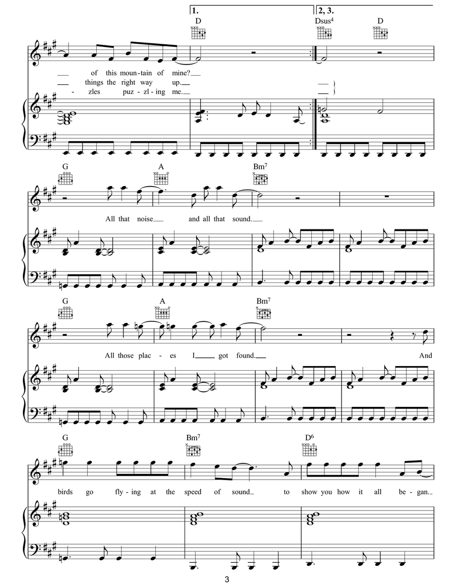 Speed Of Sound Piano, Vocal, Guitar scores gallery preview page 3