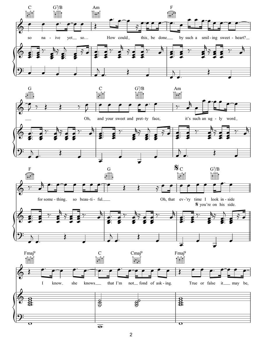 Naive Naive Piano, Vocal, Guitar scores gallery preview page 2