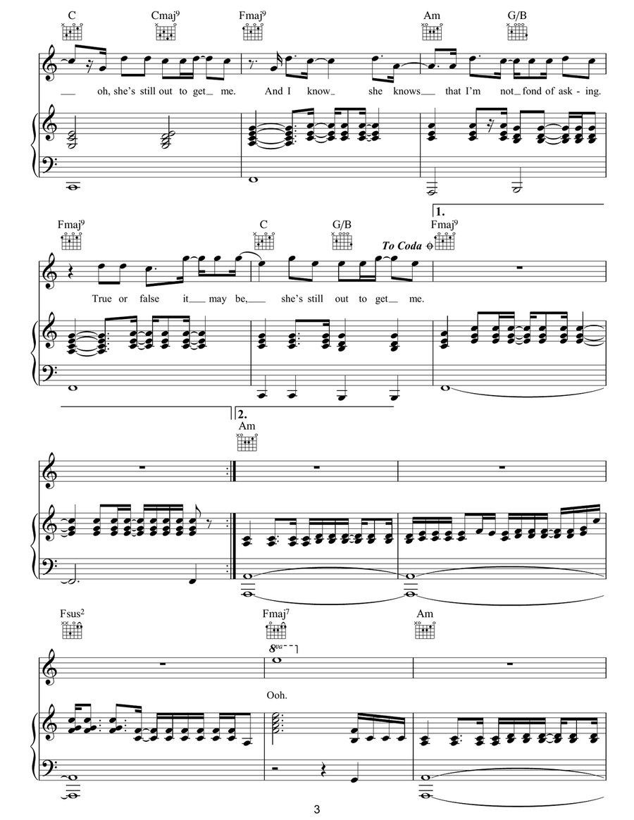 Naive Naive Piano, Vocal, Guitar scores gallery preview page 3