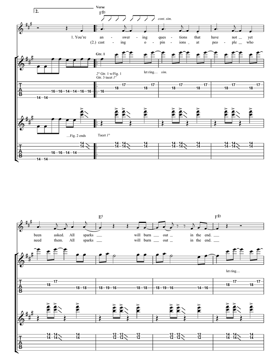 All Sparks All Sparks Guitar Tablature scores gallery preview page 2