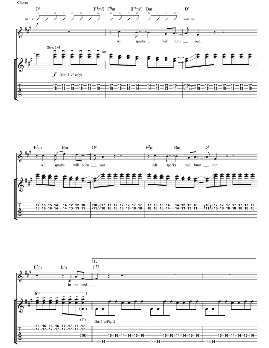 All Sparks All Sparks Guitar Tablature scores gallery preview page 4