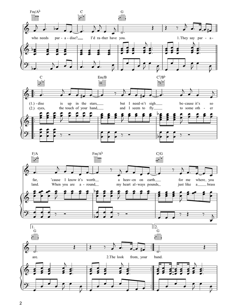 (If Paradise Is) Half As Nice Piano, Vocal, Guitar scores gallery preview page 2