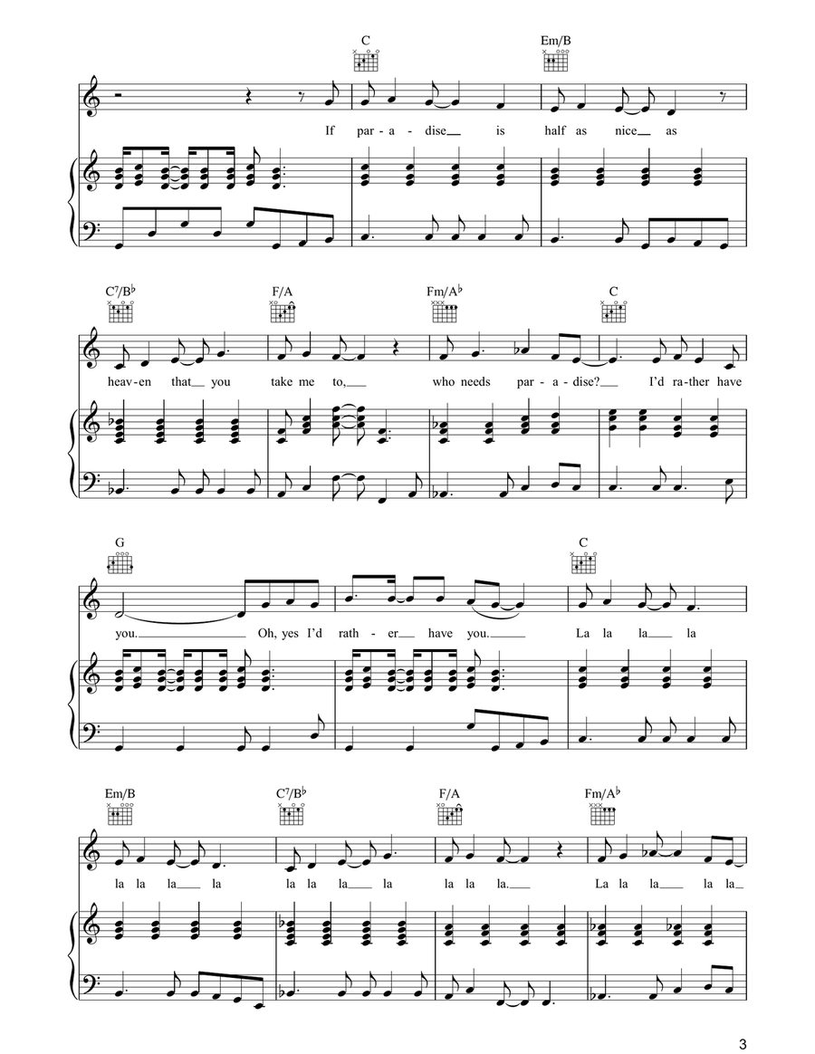 (If Paradise Is) Half As Nice Piano, Vocal, Guitar scores gallery preview page 3