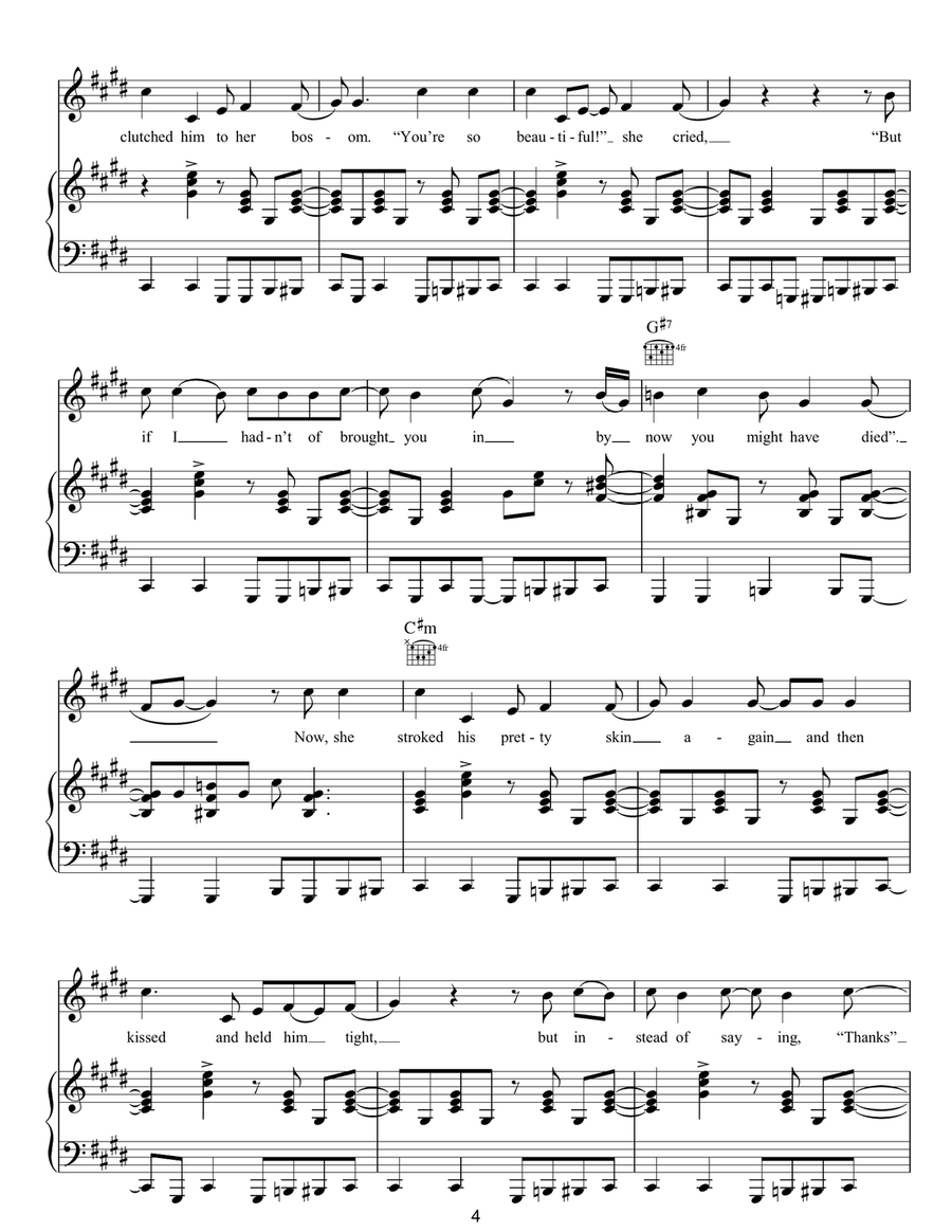 The Snake The Snake Piano, Vocal, Guitar scores gallery preview page 4