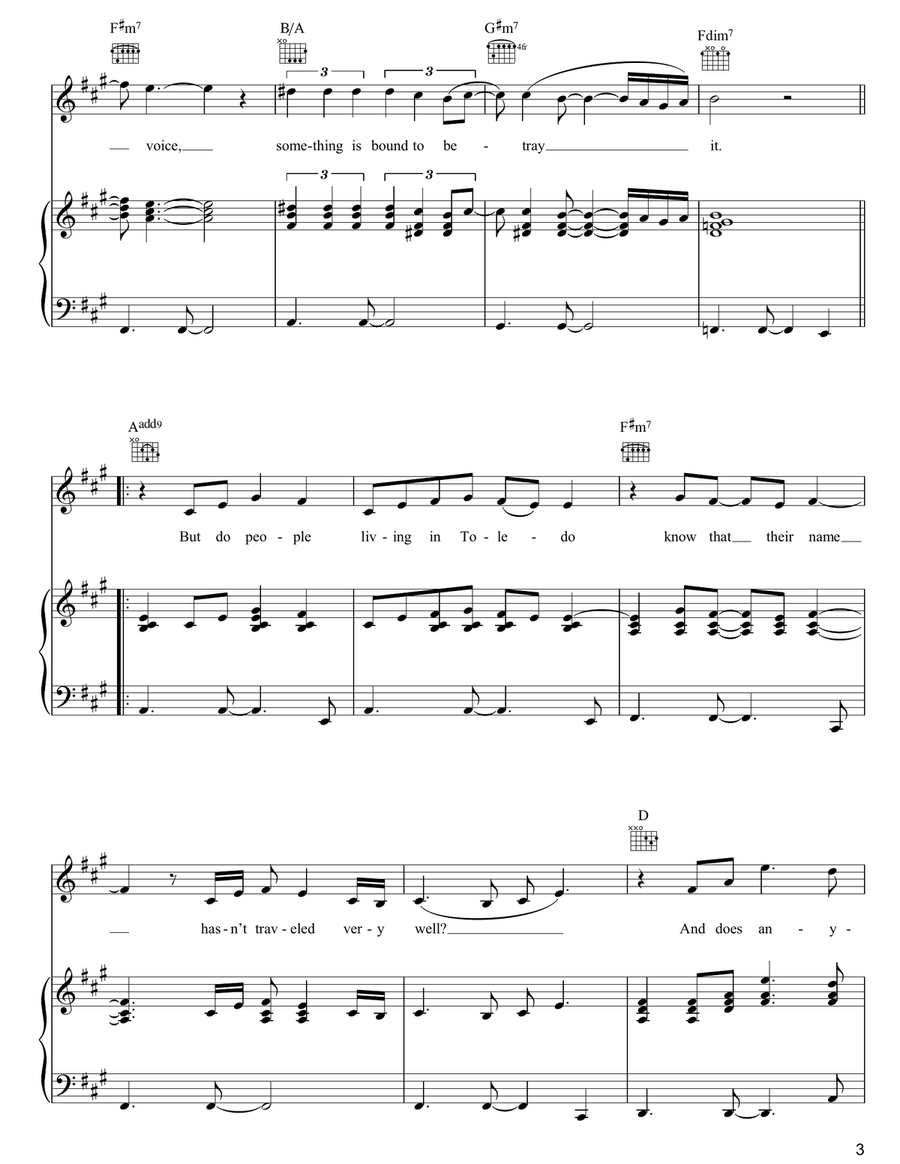 Toledo Toledo Piano, Vocal, Guitar scores gallery preview page 3