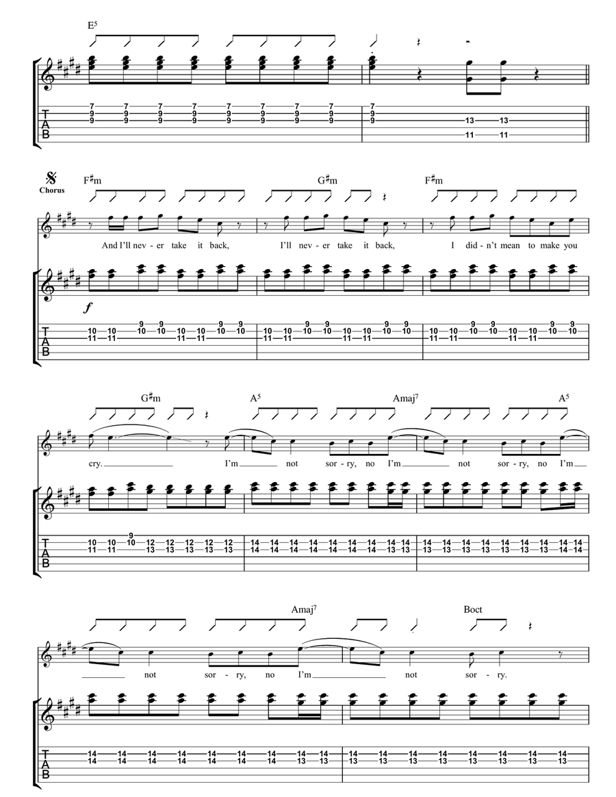 I'm Not Sorry I'm Not Sorry Guitar Tablature scores gallery preview page 3