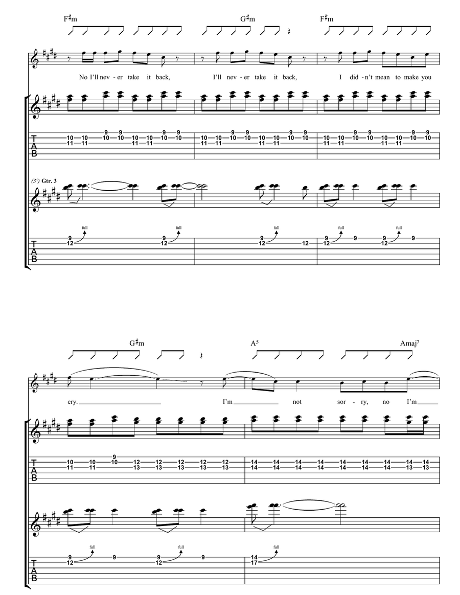 I'm Not Sorry I'm Not Sorry Guitar Tablature scores gallery preview page 4